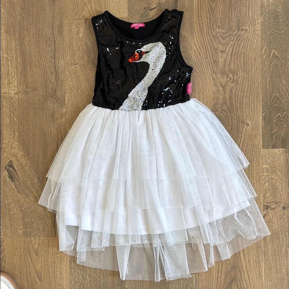 Elegant Swan Kids Costume Dress - Black and White